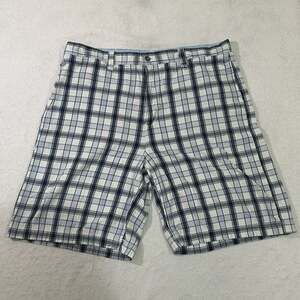 Ecko Unltd. Men's Blue, Black, and White Plaid Cotton Shorts Size 42